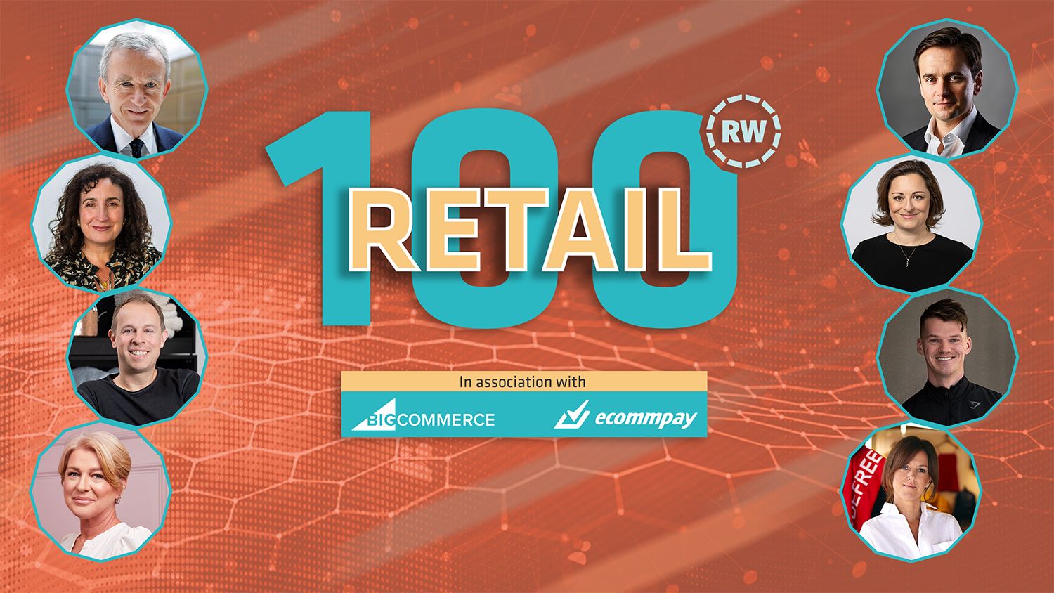 Retail 100 logo and collage of profile pictures